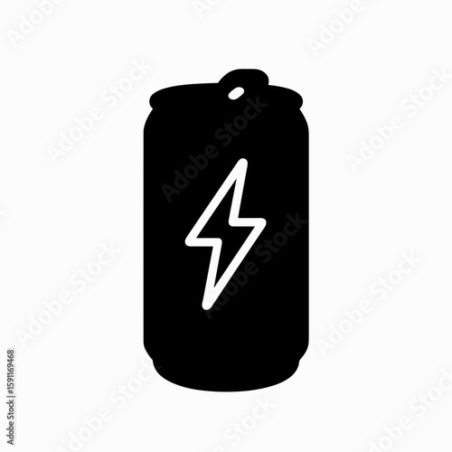 Solid black energy drink can icon representing stimulant overconsumption