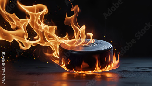 Hockey puck in fire