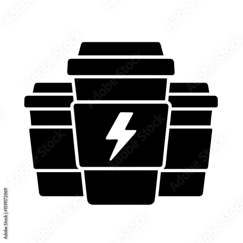 Solid black coffee cups icon representing caffeine overconsumption