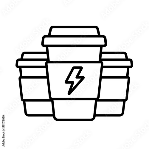 Coffee cups outline icon representing caffeine overconsumption
