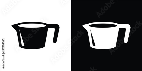 Measuring Cup Silhouette Icon on Black and White Backgrounds Contrast