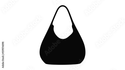 Elegant Black Hobo Bag Silhouette on White Background for Fashion Design