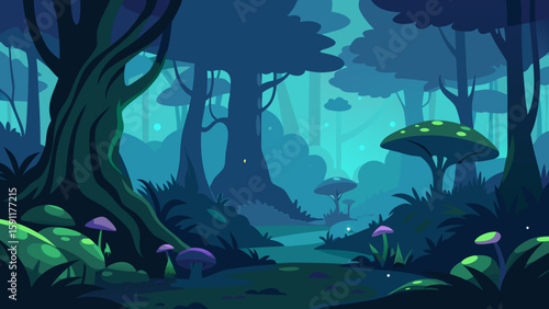 Sunlit deep blue ocean water with a diver exploring tropical coral reefs and fish