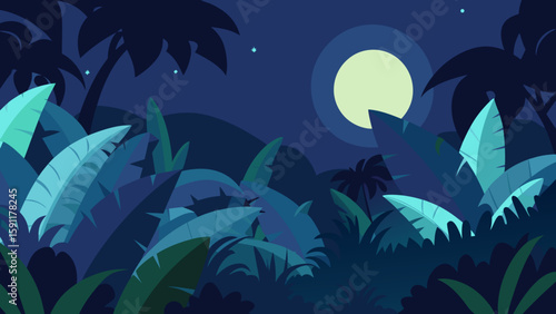 night landscape with moon