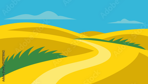 serene desert landscape with endless sand dunes under a vast, beautiful sky