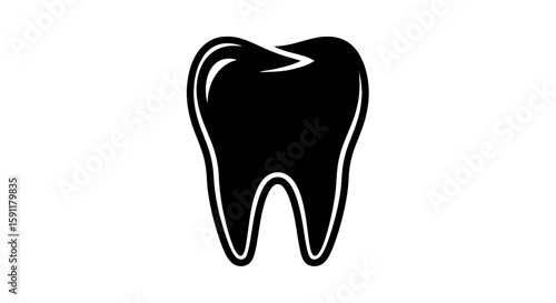A stark, clean black and white graphic features a tooth, perfect for dental clinics, hygiene campaigns, and oral health awareness materials.
