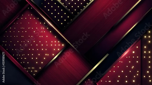 Abstract geometric design with burgundy and gold accents