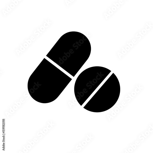 Solid black pills icon representing drug abuse