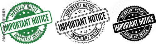 Important notice stamp vector design template for attention message and announcement information