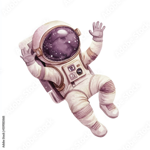 A cute plum astronaut floating in space