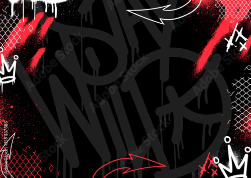 Abstract graffiti background with scribbles and brush hand-drawn style. Street art graffiti urban theme for prints, banners, and textiles in vector format.
