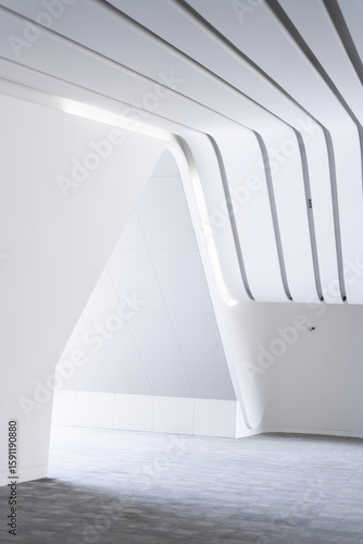 The interior architectural decoration of the art exhibition center with a sense of lines