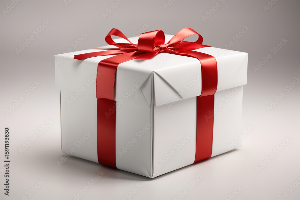 Fototapeta premium Unbelievable Gift box with a red ribbon bow isolated on transparent or white background
