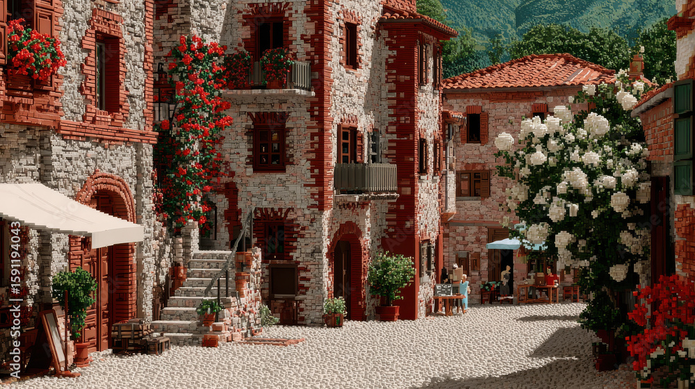 Fototapeta premium picturesque tuscan village scene essence of daily life in italy