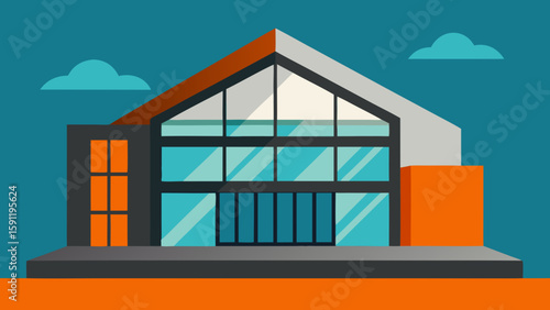 Cottage house architecture icon with a window and roof, a symbol of real estate and home design