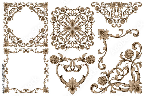 Frames And Borders Classical baroque vector of vintage element for design Decorative design element filigree calligraphy vector You can use for wedding decoration of greeting cardOR-1708-vol-136