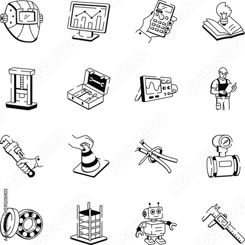 WebCollection of Engineering Doodle Style Icons 

