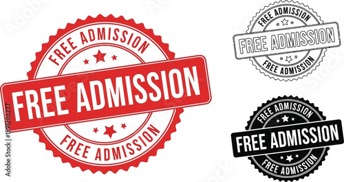 Free admission stamp vector design element for event promotion and marketing material download available