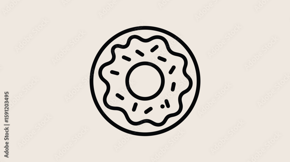 Obraz premium Simple Black Line Art Donut