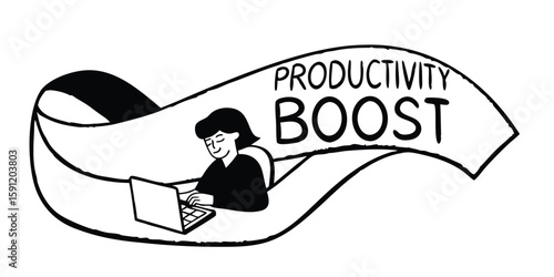 Boost Your Productivity Woman Working on Laptop for Increased Success Efficiency
