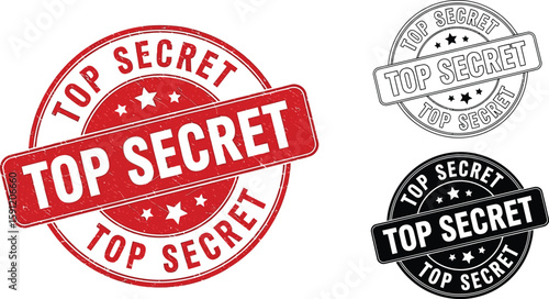 Top secret stamp vector illustration set for confidential information and classified documents design use