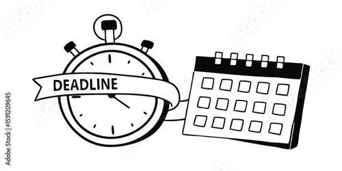 Time Crunch Clock with Deadline Banner Calendar Symbolizing Urgent Schedules