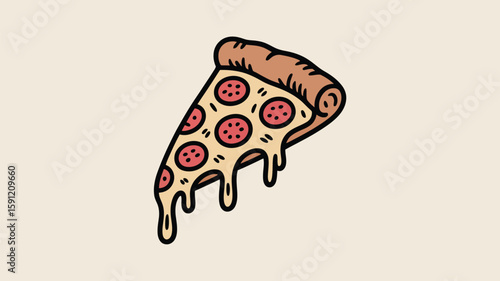 Melting Pizza Slice Illustration
