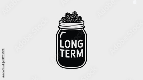 Black and White Illustration of a Jar of Blackberries Long Term