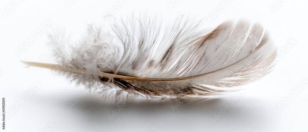 Obraz premium Delicate white feather on a soft surface