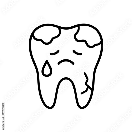 Sad tooth outline icon representing neglect of dental care