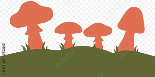 set of mushroom icon fungi silhouette symbols. Mushrooms vector silhouette on Transparent Background. EPS 10.