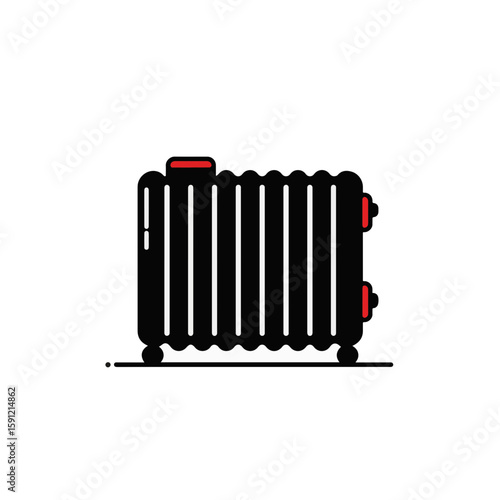 Minimalist black and white radiator design with red accents, modern decor