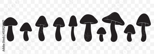 Mushrooms silhouette ,mushrooms symbol vector icon illustration on Transparent Background. EPS 10.