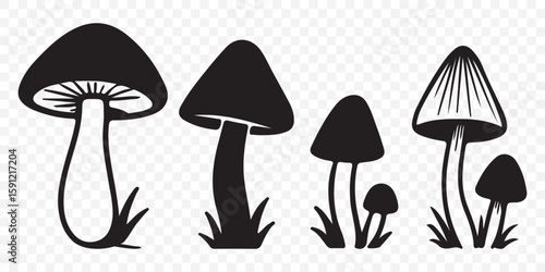 Mushrooms silhouette ,mushrooms symbol vector icon illustration on Transparent Background. EPS 10.