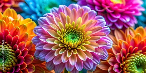 Bouquet of colorful flowers with a yellow center