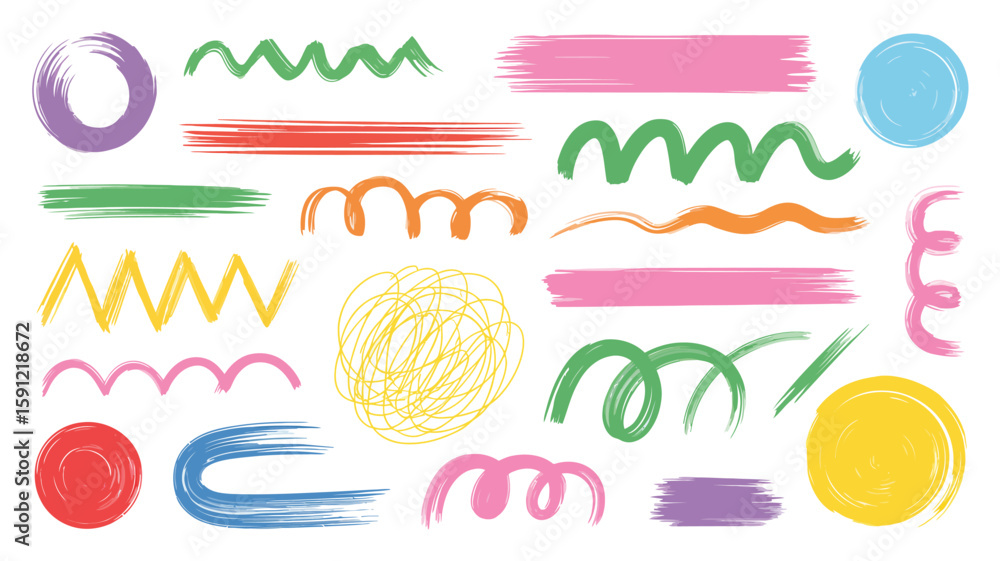 © Mst - Colorful Brush Strokes and Scribbles on White Background Illustration © Mst - Colorful Brush Strokes and Scribbles on White Background Illustration