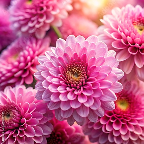 Bunch of pink flowers with yellow centers
