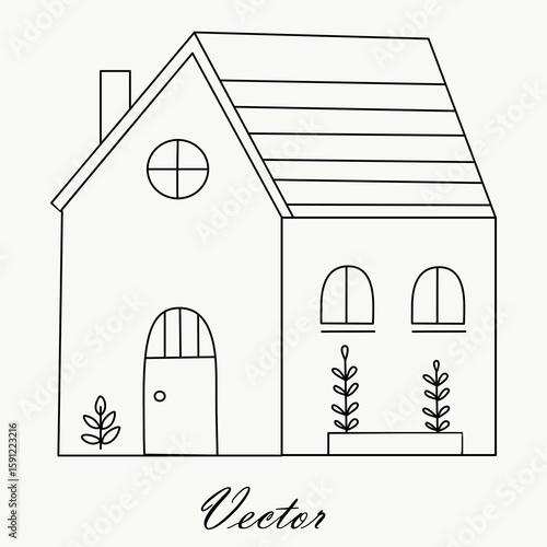 Cozy Minimalist House Drawing Simple Hand Drawn Home Outline