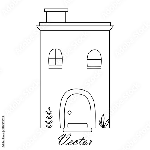 Modern Minimalist House Line Art  Hand Drawn Home Outline Illustration