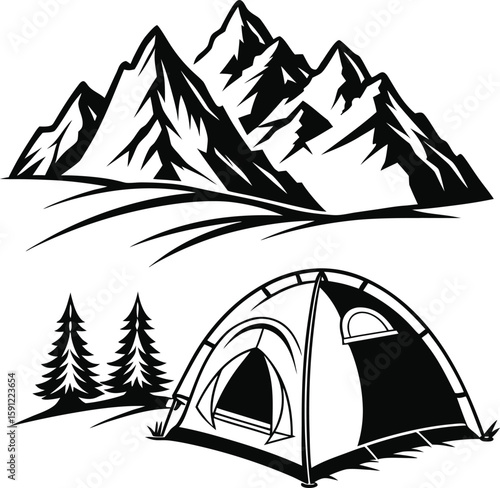 tent camping in the mountains