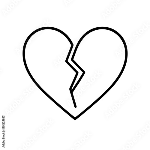 Broken heart outline icon representing emotional distress and heartbreak