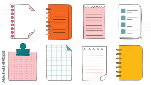 Cute Notebooks and Paper Sheets Seamless Pattern Hand Drawn Style
