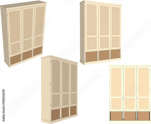 Vector sketch illustration of a modern minimalist wooden cupboard furniture design 