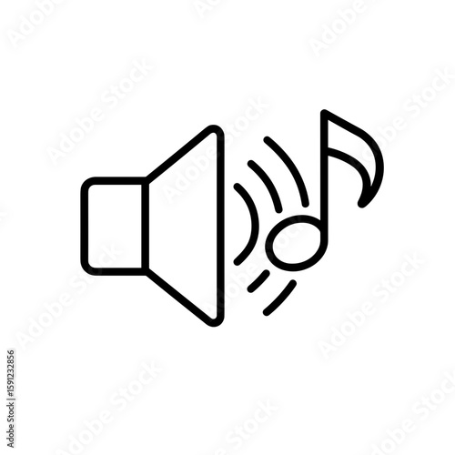 Volume and music note outline icon representing noise pollution