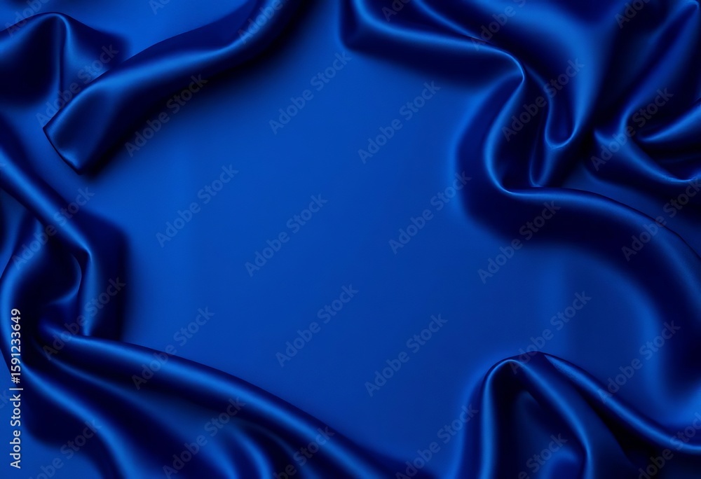 Obraz premium Elegant dark blue silk satin background, soft wavy folds, luxurious texture, style, elegant