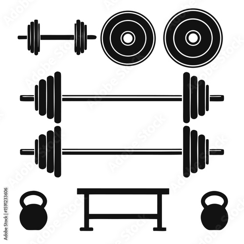 Fitness and Wellness Icons Gym Nutrition and Lifestyle Symbols Set