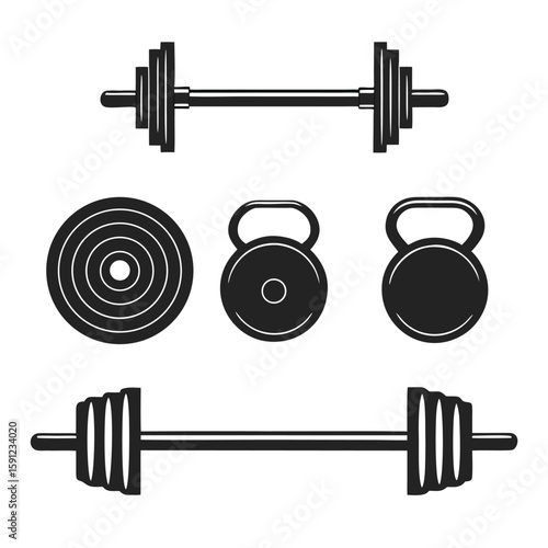 Fitness and Wellness Icons Gym Nutrition and Lifestyle Symbols Set