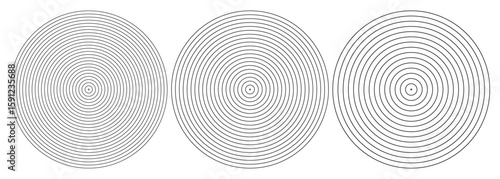 Concentric circles geometric element. Concentric segments of circles, random lines following a circle path. Spiral backgrounds. EPS vector illustration