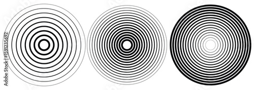 Concentric circles geometric element. Concentric segments of circles, random lines following a circle path. Spiral backgrounds. EPS vector illustration