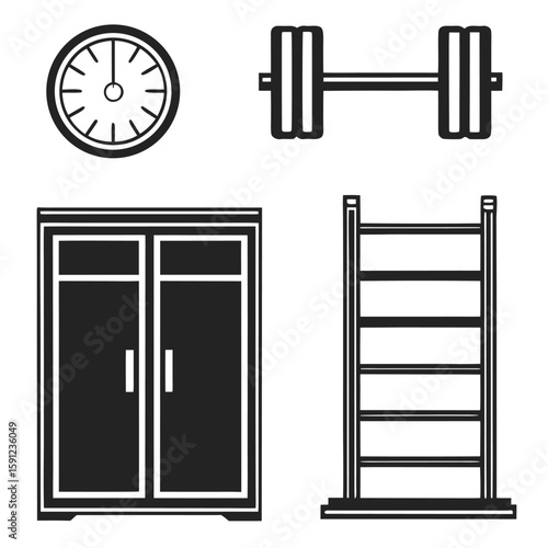 Fitness and Wellness Icons Gym Nutrition and Lifestyle Symbols Set